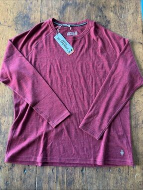 Smartwool Women’s Long Sleeve Crew - Heathered Red Thermal Base Layer